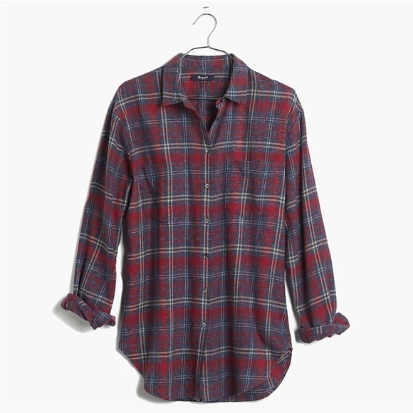 Madewell Flannel Oversized Boyshirt Button Up in Bainbridge Plaid, size XXS - Picture 2 of 12